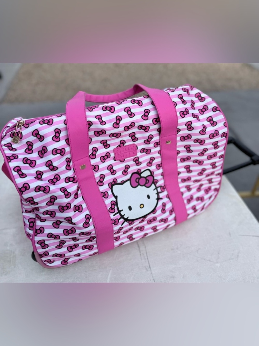 Hello Kitty Pink Wheeled Travel Duffle Bag